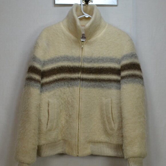 Y2k pure virgin Wool Zip Up chunky Jacket pockets , rare find - Picture 1 of 5